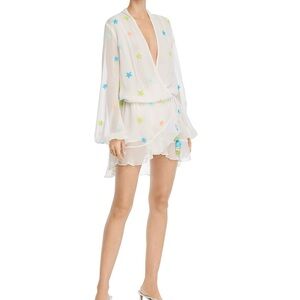 Rococo Sand White Dress with Colorful Star Embellishments